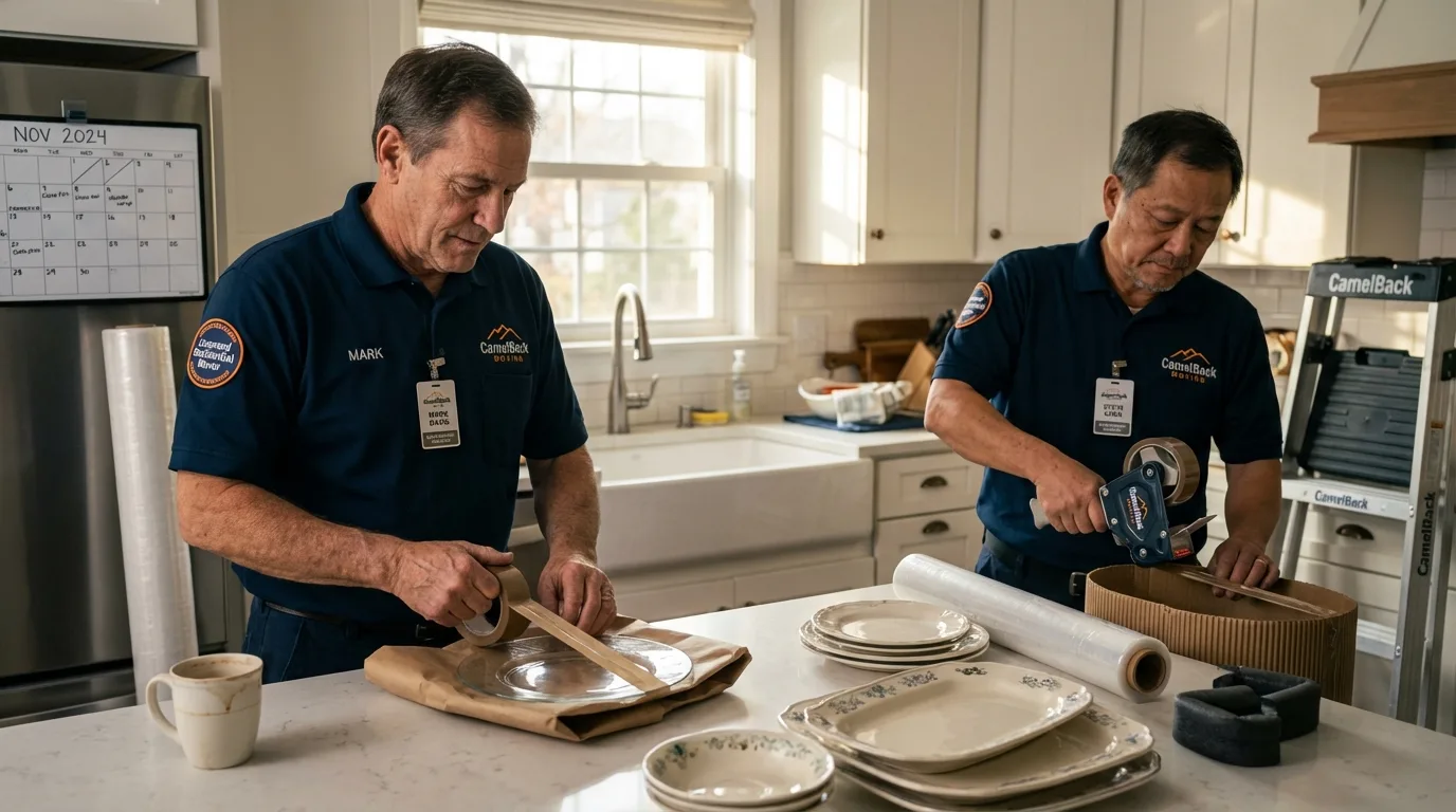 Professional crew packing kitchen dishware in Silt, CO